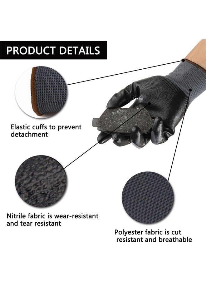 Safety Work Gloves 3 pairs, 48-128 MicroFoam Nitrile Coated, Seamless Knit Polyester, Working Gloves with Grip For General Purpose, Construction, Yardwork, Medium - Image 3
