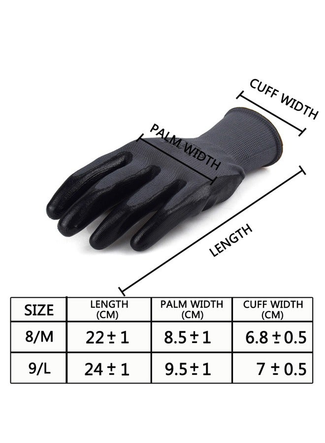 Safety Work Gloves 3 pairs, 48-128 MicroFoam Nitrile Coated, Seamless Knit Polyester, Working Gloves with Grip For General Purpose, Construction, Yardwork, Medium - Image 2