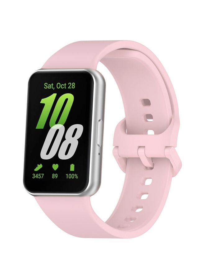 Replacement Strap For Samsung Galaxy Fit 3 Solid Color Colorful Buckle Silicone Watch Band Pink - Image 1