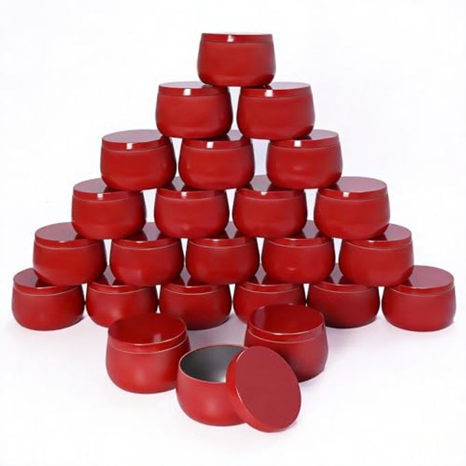 HOMAMAMOON 8oz Candle Tins | 24-Pack Premium Full Red 8 OZ Metal Candle Jars with Lids for Making Candles, Bulk Empty Candle Containers for Home DIY and Small Business - Image 4
