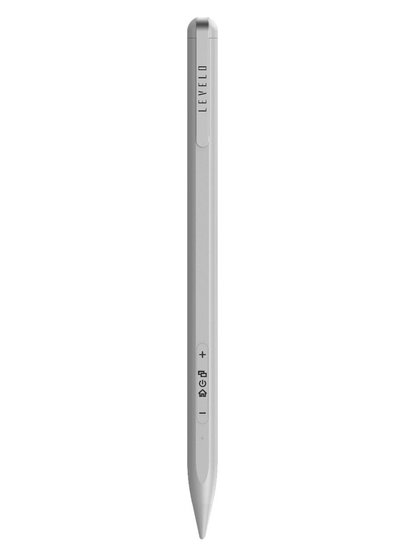 LEVELO Skywrite Versa Stylus Pen for iPad with Battery Indicator Display / Running App / Camera Shutter / Rechargeable - Matte White - Image 1