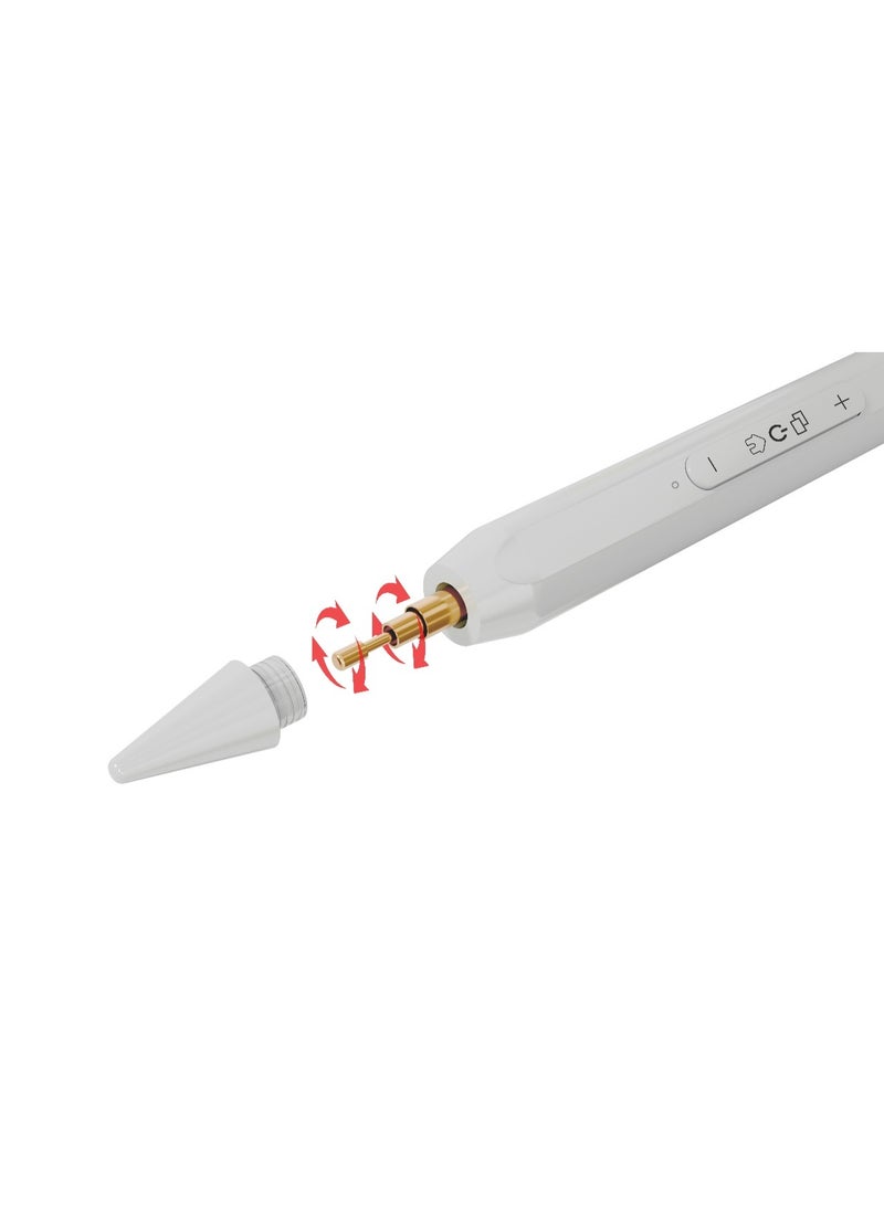 LEVELO Skywrite Versa Stylus Pen for iPad with Battery Indicator Display / Running App / Camera Shutter / Rechargeable - Matte White - Image 2