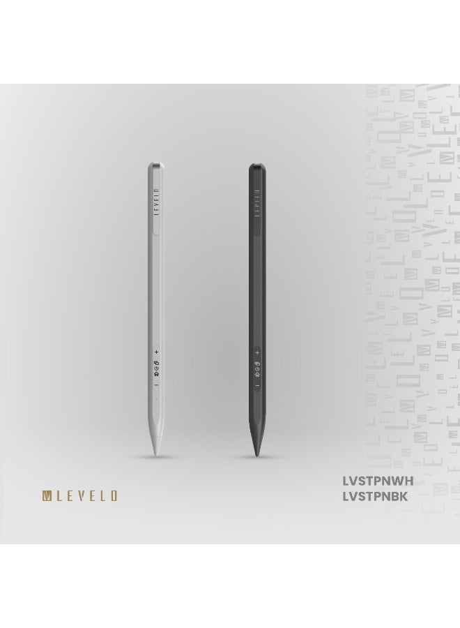 LEVELO Skywrite Versa Stylus Pen for iPad with Battery Indicator Display / Running App / Camera Shutter / Rechargeable - Matte White - Image 5