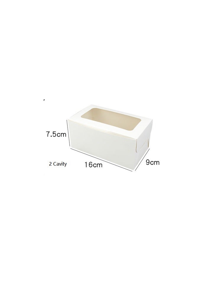 White 12-Piece 2-Cavities Kraft Paper Cupcake Box With Transparent Mini Window  - Image 1