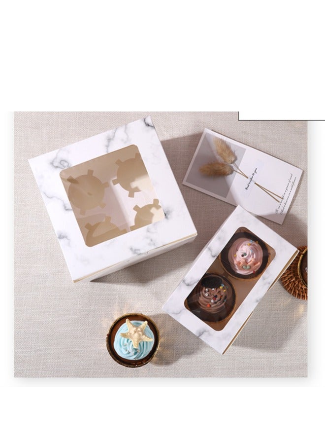 White 12-Piece 2-Cavities Kraft Paper Cupcake Box With Transparent Mini Window  - Image 3