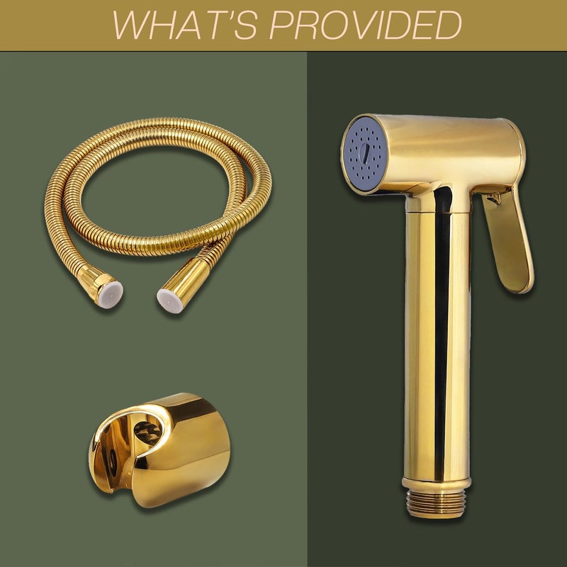 HOMEMATES HOMEMATES Brass Handheld Bidet High Pressure Health Faucet Jet Spray Shower Set for Bathroom/Western Toilet with Ultra Flexible 1mtr Wall Hook Hose Pipe, Gold Finish (Set of 1) - Image 4
