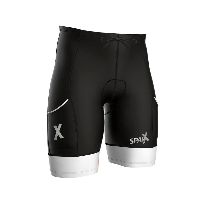 Sparx Men's Active Triathlon Short Tri Cycling Short Swim Bike Run (Black/White, XL)