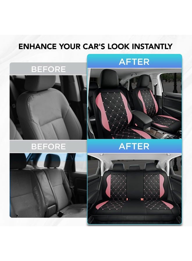 Road Comforts Seat Covers, Premium Leather Car Seat Covers Full Set for Women Girls,Airbag Compatible, Automotive Seat Covers Universal Fit Most Cars,Vans,Truck,SUV - Image 4