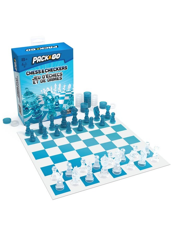 Spin Master Games Pack & Go Chess & Checkers Board Game From Spin Master Games Portable 2Player Games Chess Board Chess Set For Adults And Kids Ages 8 And Up  - Image 2