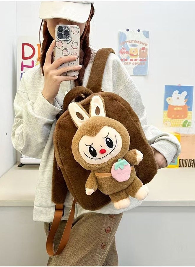 General labubu backpack doll plush toy backpack cute cartoon surrounding girl heart student school bag  - Image 2