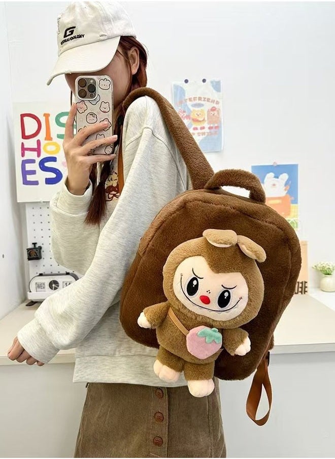 General labubu backpack doll plush toy backpack cute cartoon surrounding girl heart student school bag  - Image 3