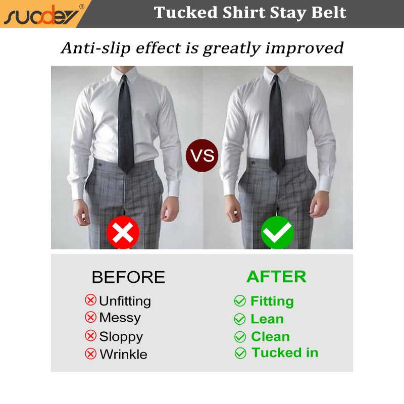 SUOSDEY Shirt Stays Belt for Men Shirt Tucker Holder Crop Top Band for Women Non-slip Adjustable Elastic Band - Image 2