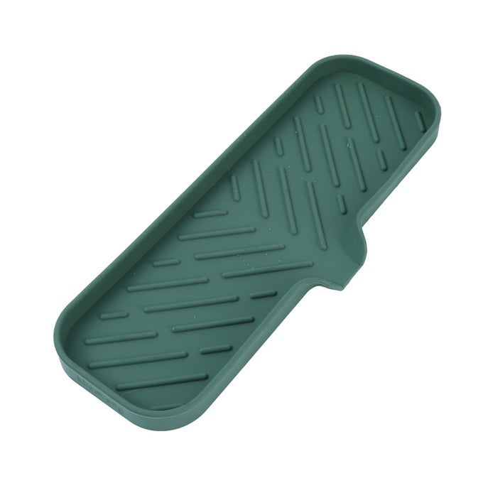 SILICONE BATHROOM SOAP DISHES WITH DRAIN SPOUTBATHROOM AND KITCHEN SINK ORGANIZERSPONGE HOLDERDISH SOAP TRAYPERFECT FOR DISPENSERSCRUBBERBOTTLECUP ON SINK OR COUNTERGREEN 124