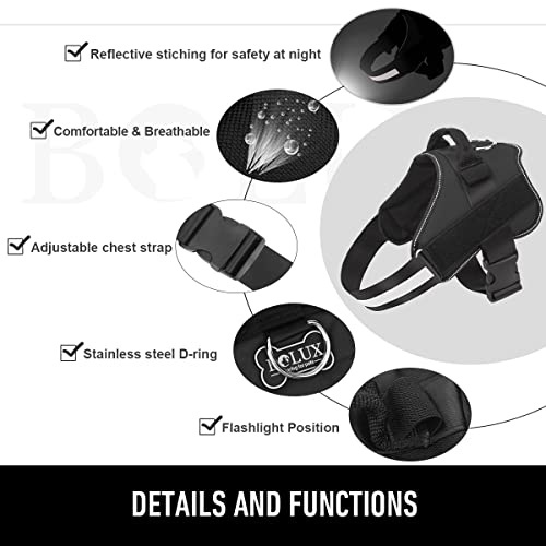 Bolux Dog Harness, No-Pull Reflective Dog Vest, Breathable Adjustable Pet Harness with Handle for Outdoor Walking - No More Pulling, Tugging or Choking (Black, L) - Image 2