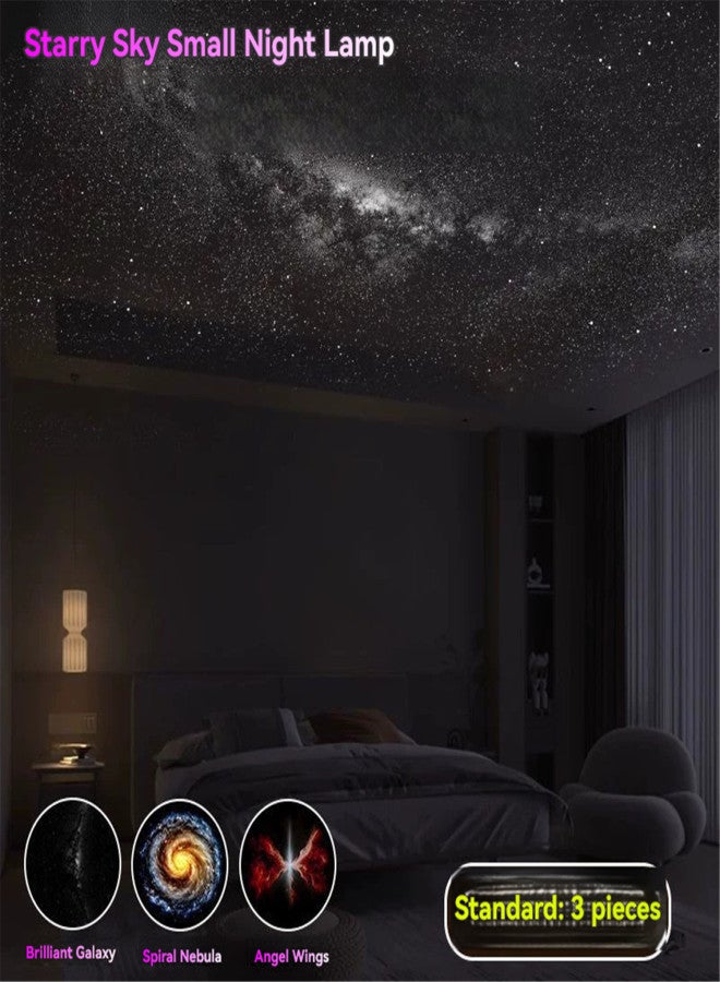 2-in-1 Projector Lamp: Bedroom Night Light, USB Starry Sky Mood Light, Portable LED Lamp – Suitable for Bedrooms, Ceilings, Cars and Interior Decor Standard 3 pieces - Image 2