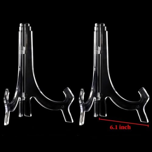 Hestya 2 Pieces, 9.8 Inches Clear Acrylic Easels Display Stands/Plate Stands for Display Photos Holder Picture Frames or Other Items at Weddings, Birthdays, Home Decoration, Tables - Image 2