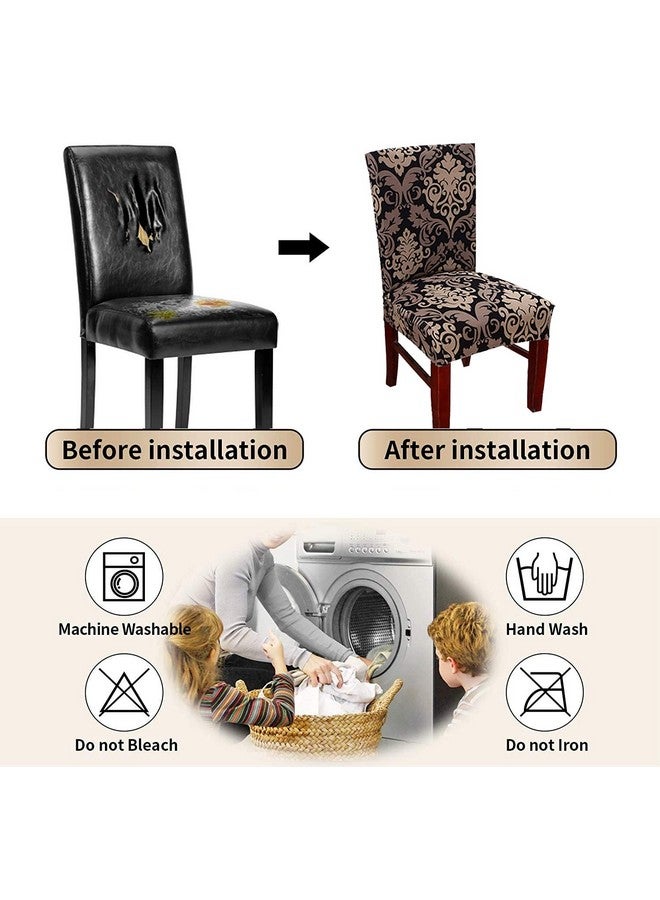 Styleys Polyester Washable Elastic Dining Chair Cover Slipcovers, Royal Black/Gold, Set of 2, SLMC123 - Image 5