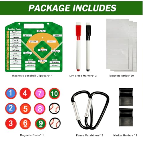 SRG Magnetic Baseball Lineup Board | Baseball Dry Erase Coaching Broad | Softball Lineup Cards Marker Boards | Baseball Clipboard for Coaches | Baseball Lineup Board for Dugout - Image 4