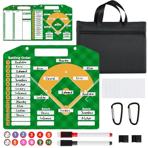 SRG Magnetic Baseball Lineup Board | Baseball Dry Erase Coaching Broad | Softball Lineup Cards Marker Boards | Baseball Clipboard for Coaches | Baseball Lineup Board for Dugout - Image 1
