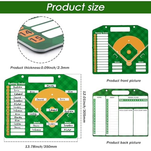 SRG Magnetic Baseball Lineup Board | Baseball Dry Erase Coaching Broad | Softball Lineup Cards Marker Boards | Baseball Clipboard for Coaches | Baseball Lineup Board for Dugout - Image 5