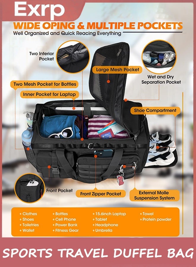 Exrp Gym Bag for Men, 35L Sports Travel Duffel Bag with Shoe & Laptop Compartment, Gym Workout Backpack Carry On Weekender Bag Overnight Backpack for Travel - Image 5
