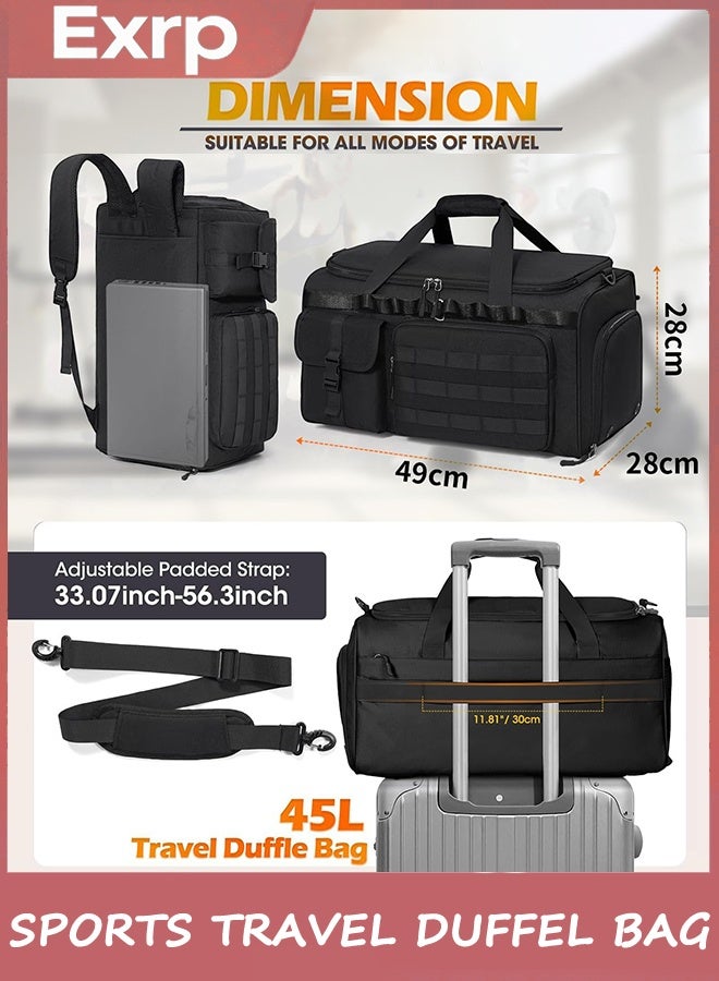 Exrp Gym Bag for Men, 35L Sports Travel Duffel Bag with Shoe & Laptop Compartment, Gym Workout Backpack Carry On Weekender Bag Overnight Backpack for Travel - Image 3