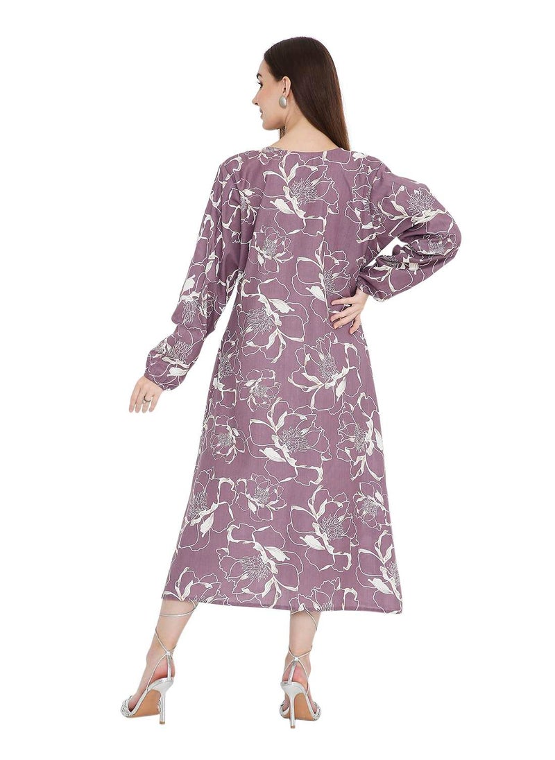 HANA & SARA UNIQUE PRINTED SHORT FARASHA MODEST WEAR ARABIC KAFTAN JALABIYA DRESS  - Image 2