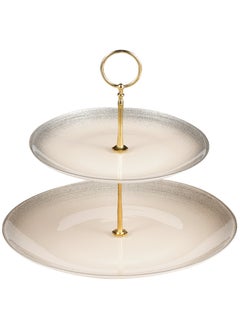Hic Glass serving plate 2 floors 28 cm silver color 