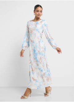 Khizana Printed Dress With Side Tie Up  - Image 1