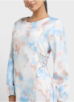 Khizana Printed Dress With Side Tie Up  - Image 3