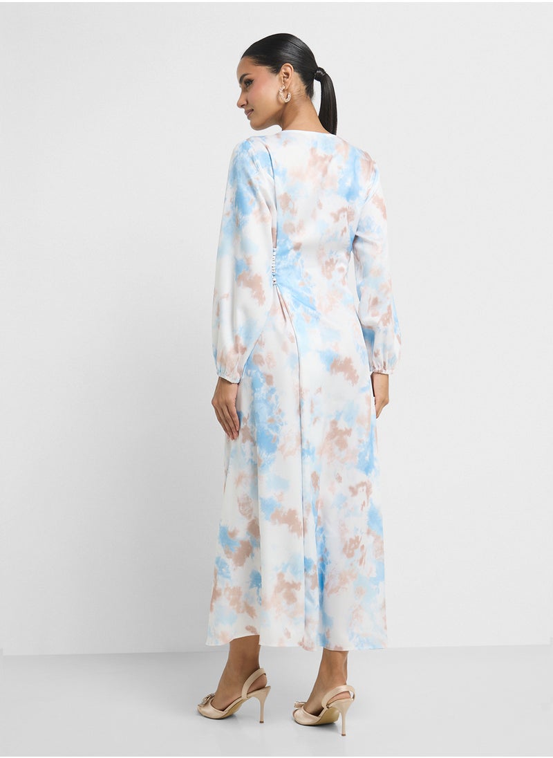 Khizana Printed Dress With Side Tie Up  - Image 2