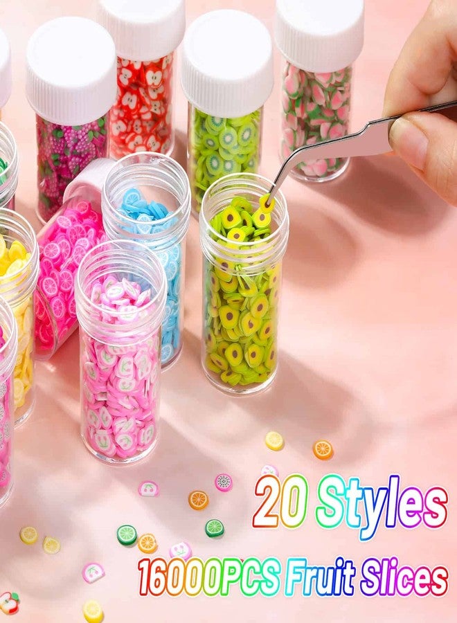 Acejoz 16000 Pcs Fruit Nail Art Slices, Acejoz 20 Styles Fruit Slime Charms Fimo Slices 3D Polymer Slices for Slime, Lip Gloss Making Supplies Resin and Nail Art Decorations - Image 3