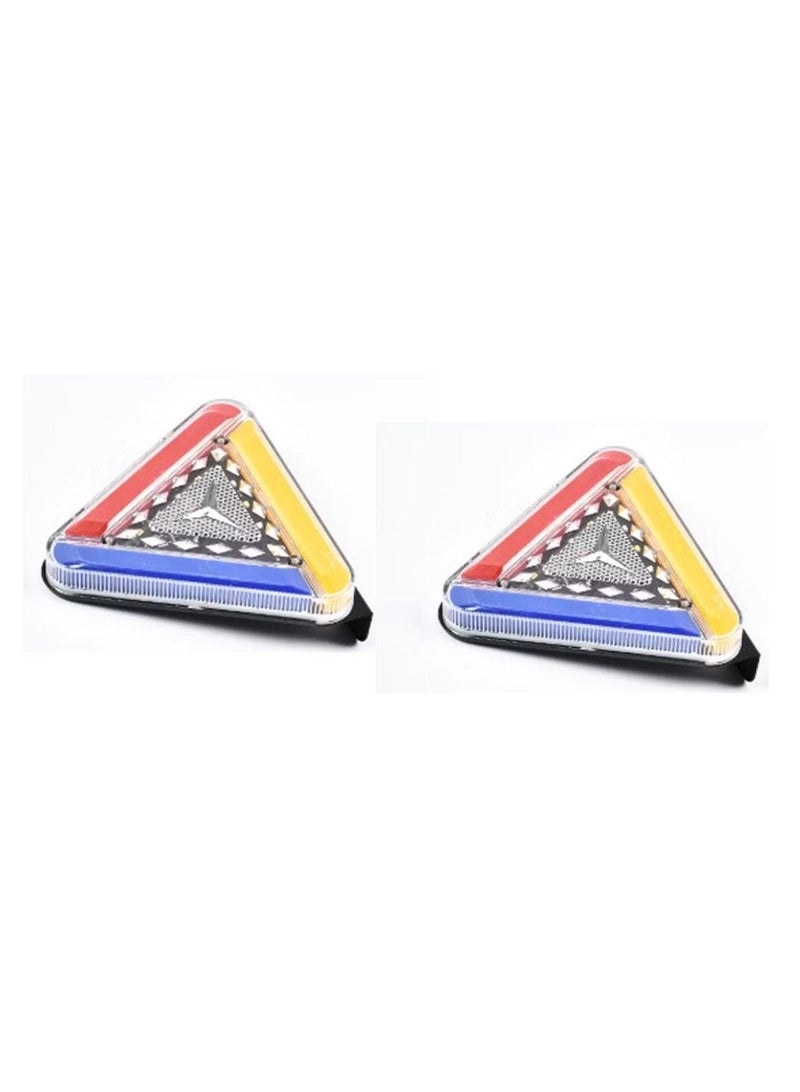 Emergency Car Rear Triangle Lights Set 2pcs North & Right Multi Color 12V/24V Break Proof - Image 3