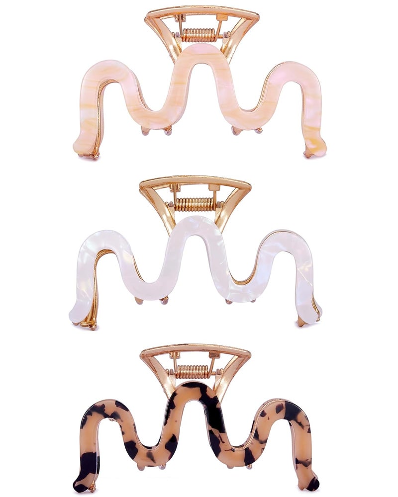 Metal Hair Claw Clips 35 Inch Hair Clips Sinide Large Cellulose Acetate Cutout Tortoise Shell Barrettes Clips for Long Thick Thin Hair Nonslip Hair Accessories for Women Ladies 3pcs