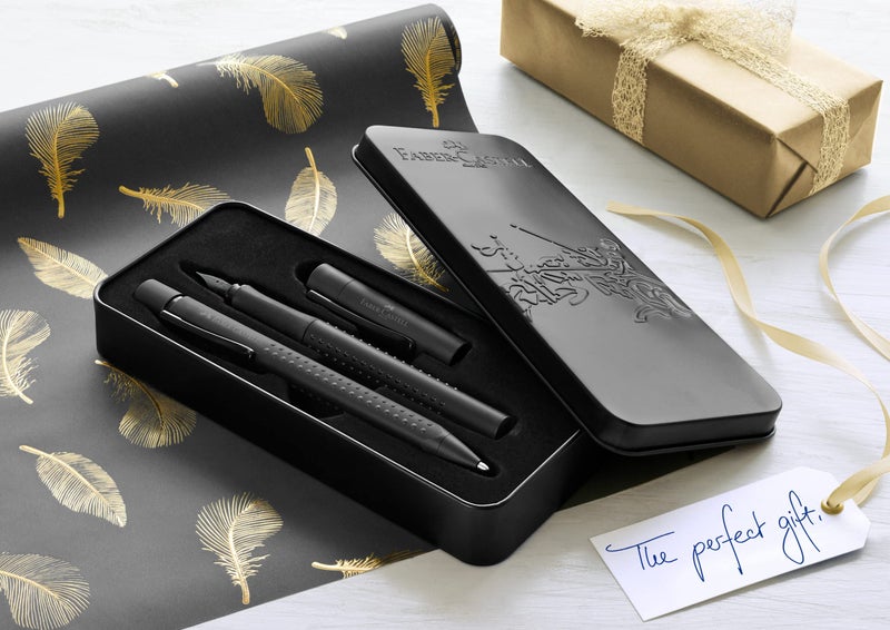 Faber-Castell Grip Edition Fountain Pen and Ballpoint Pen Set - All Black - Image 1