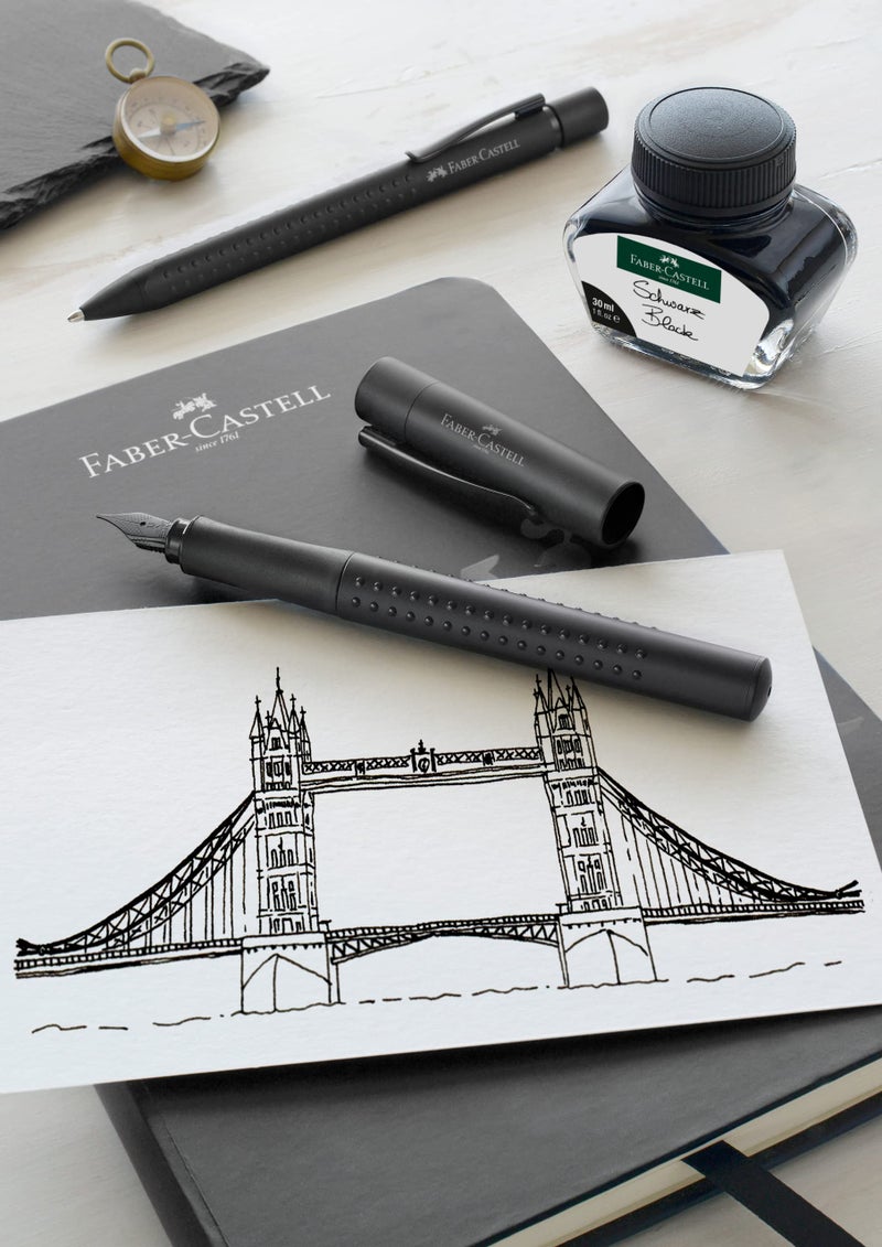 Faber-Castell Grip Edition Fountain Pen and Ballpoint Pen Set - All Black - Image 3