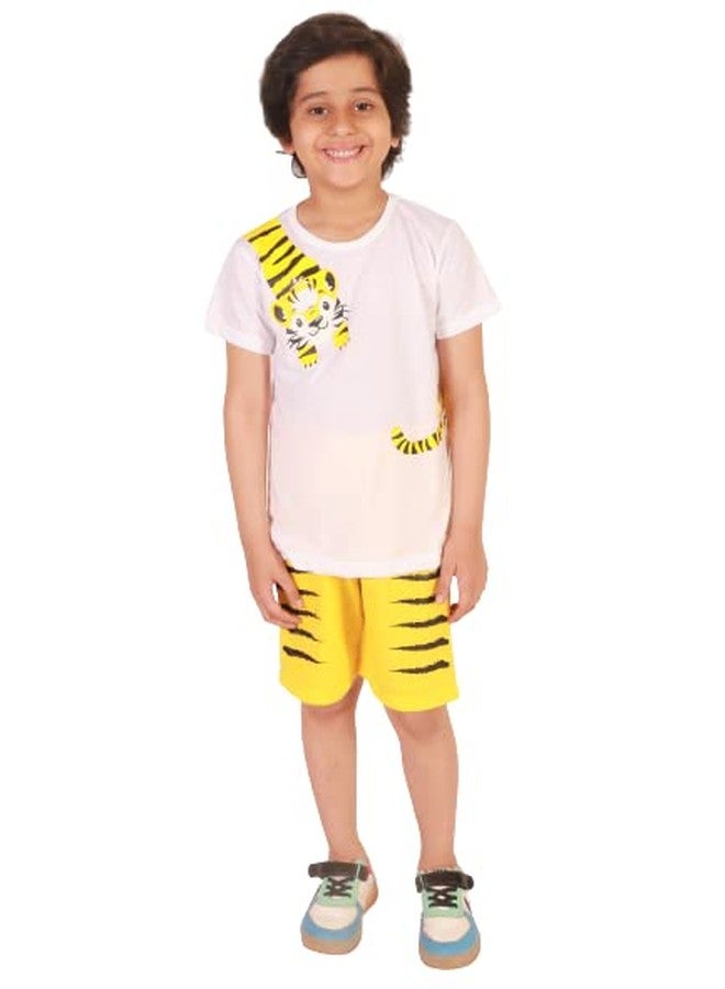 Ameeha Kid's Cotton T-Shirt & Shorts Sets for for Boy and Girls (Tiger, 6-7 Years) - Image 1