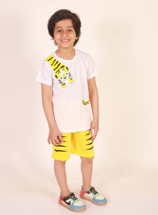Ameeha Kid's Cotton T-Shirt & Shorts Sets for for Boy and Girls (Tiger, 6-7 Years) - Image 5