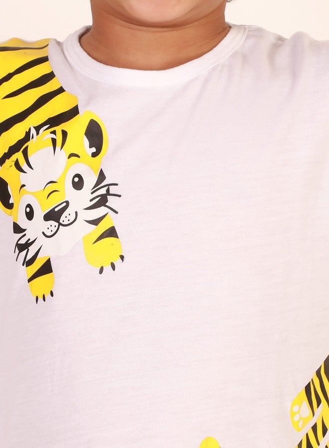 Ameeha Kid's Cotton T-Shirt & Shorts Sets for for Boy and Girls (Tiger, 6-7 Years) - Image 3