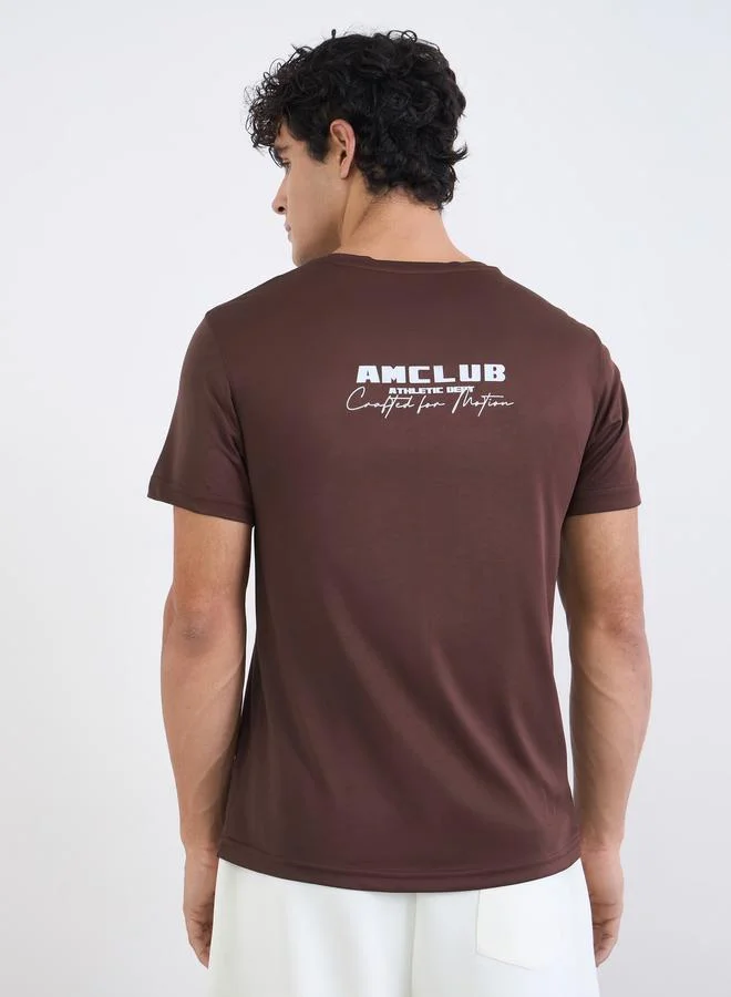 Styli  Men Front and Back Printed Regular Fit Active T-Shirt for Men | Best Price UAE