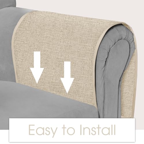 Joywell Beige Remote Control Holder Recliner Armchair Caddy Couch Caddy Sofa Armrest Organizer Linen Fabric Tan Taupe Sofa Arm Chair Caddie with 6 Pocket Storage for Magazine, Tablet, Phone, iPad - Image 5