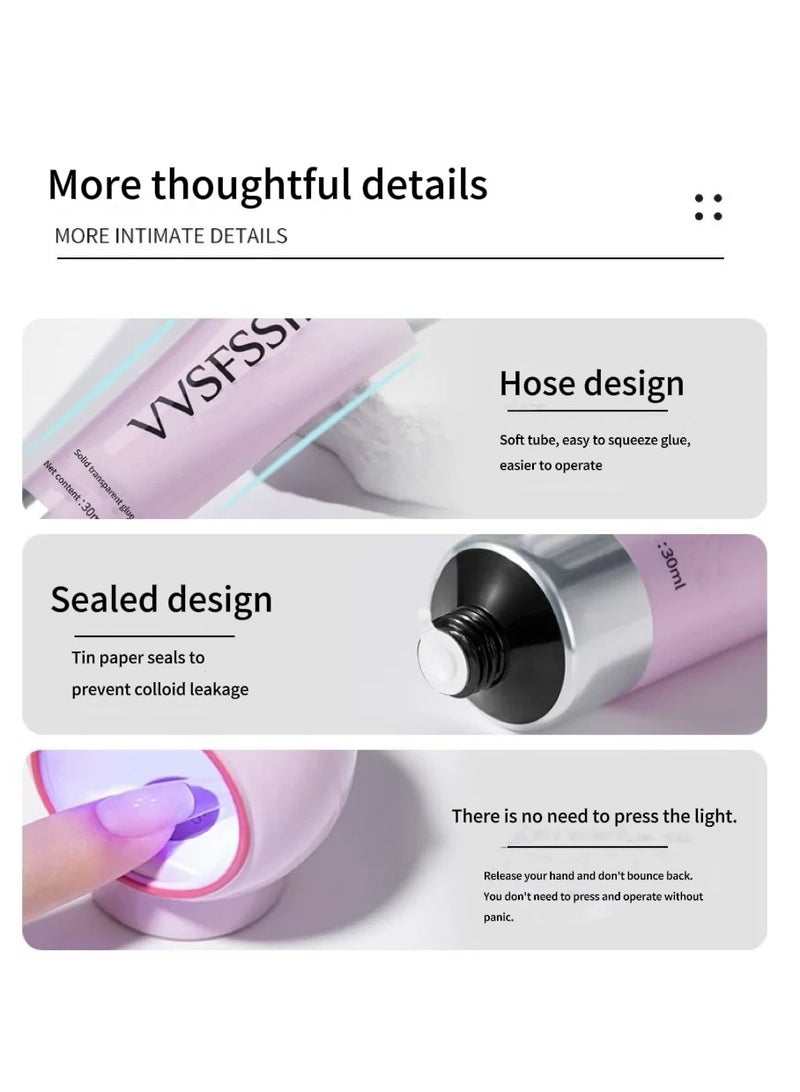 شايجاي غراء الأظافر الصناعية، غراء قوي للغاية للأظافر، أظافر أكريليك. معالج بالضوء فوق البنفسجي، تصميم أنبوب 30 جرام يدوم طويلاً لتطبيق أسهل، تقوية الأظافر، فن الأظافر DIY، للاستخدام المنزلي في الصالون. - Image 2