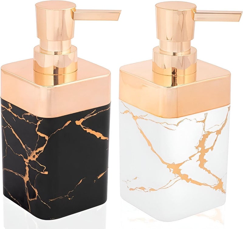 Soap Dispenser-Refillable Liquid Dispenser For Bathroom And Kitchen, Hand Soap, Wash, Shower Gel, Shampoo, Disinfectant With Rust Resistant Pump, Easy Packing And Cleaning (2pcs White,Black)