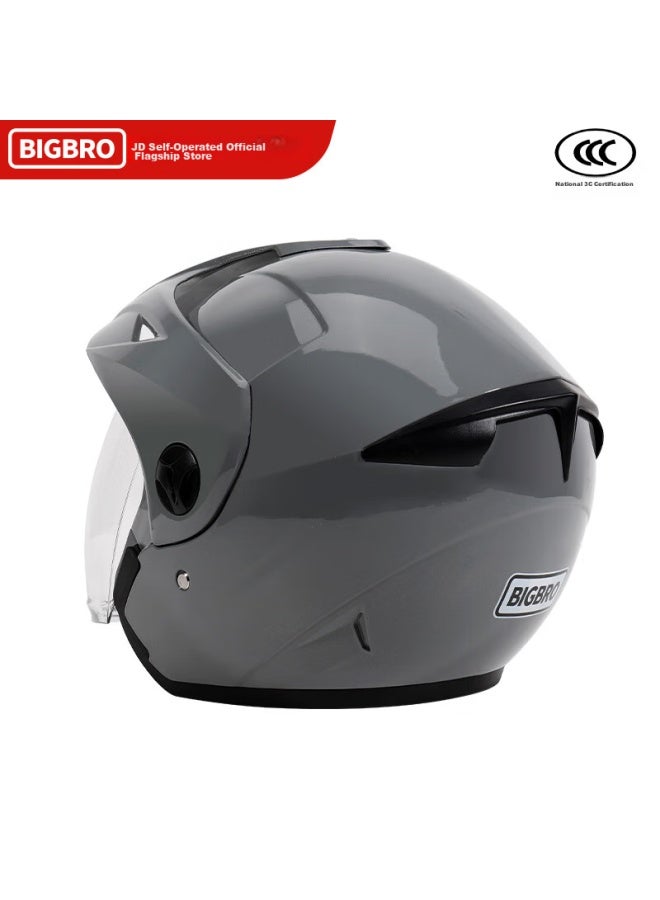 Bigbro Ky188 Cement Gray, New National Standard 3c Motorcycle And Electric Bicycle Helmet, Uni For All Seasons, Summer Sun Protection, Electric Scooter Safety Helmet With Visor - Image 3