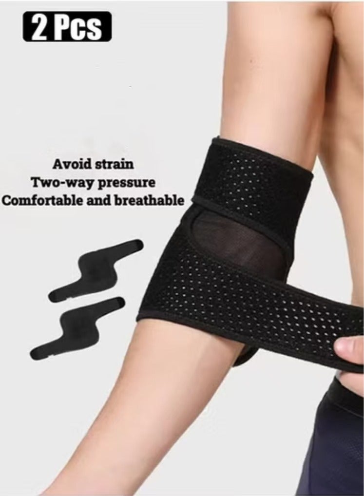 دعامة كوع مكونة من قطعتين، دعامة كوع قابلة للتعديل مع مثبت زنبركي مزدوج، كم ضغط للتنس للاعبي الجولف ومرفق التنس، ورفع الأثقال، والتهاب الأوتار، والتهاب المفاصل، والتعافي من الإصابات الرياضية، ومعدات - Image 1