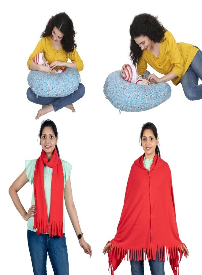 nene Multipurpose Maternity Feeding Shawl, Breastfeeding Pillow Combo Pack, 100% Cotton, Pregnancy Pillow, Nursing Pillow and Shawl, Feeding Scraf with Pillow (Red) - Image 3