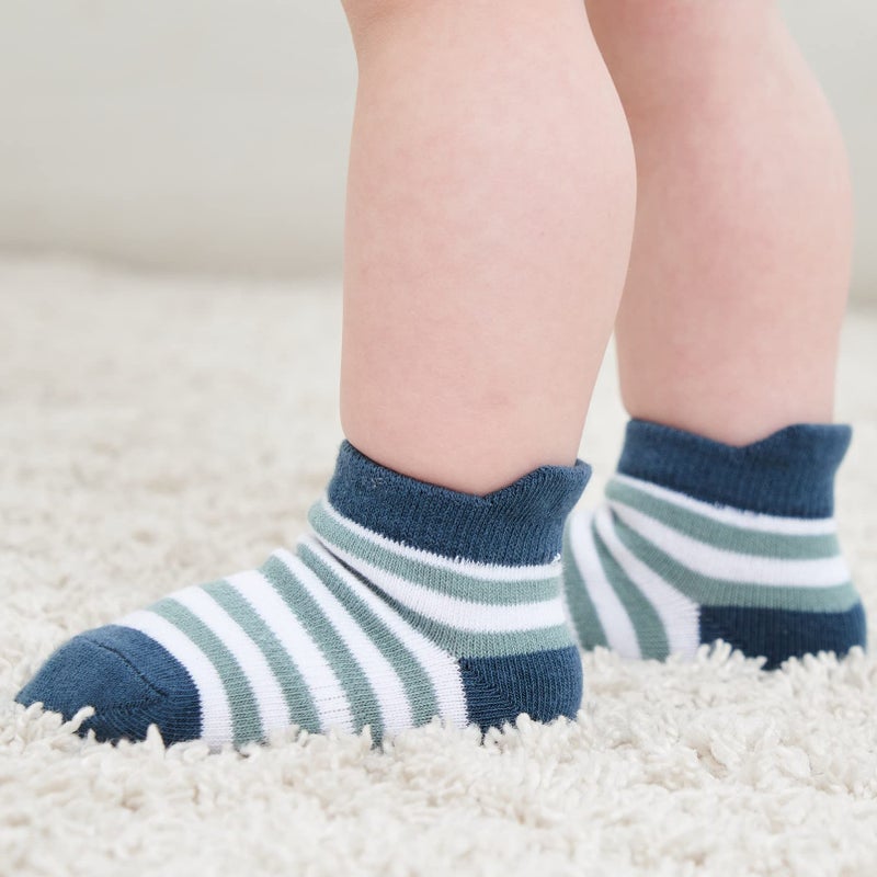 ZAPLES Baby Boys Non Slip Grip Ankle Socks with Non Skid Soles for Infants Toddlers Kids, 12 Pairs, Stripes Assort, 12-36 Months - Image 4