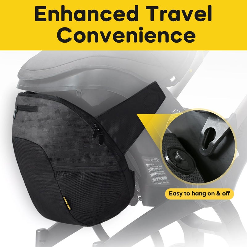 Mamatepe Storage Bag Compatible With Doona Infant Car Seat  Organizer Bag Wearable Backpack For Baby Travel Stroller Bag For Doona Car Seat & Stroller (Black) - Image 5