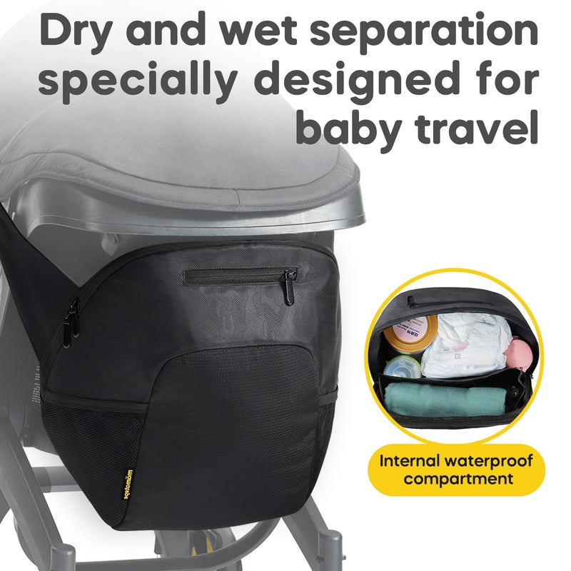 Mamatepe Storage Bag Compatible With Doona Infant Car Seat  Organizer Bag Wearable Backpack For Baby Travel Stroller Bag For Doona Car Seat & Stroller (Black) - Image 3