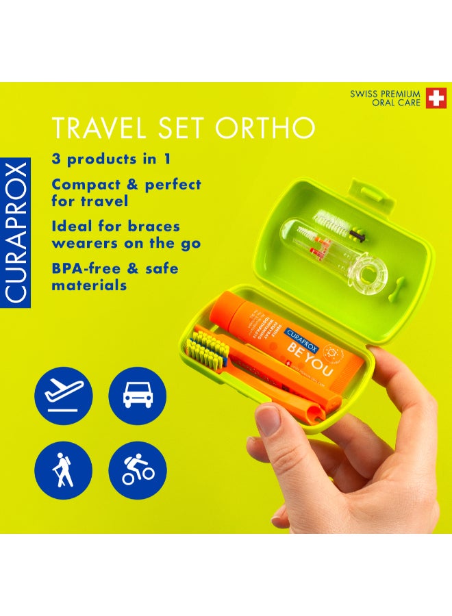 CURAPROX Travel Set Ortho Green I Includes CS 5460 Travel Toothbrush, 10ml Be You Toothpaste, CPS Prime 07 & 09 Interdental Brushes I Compact Oral Care Kit for On-the-Go - Image 2